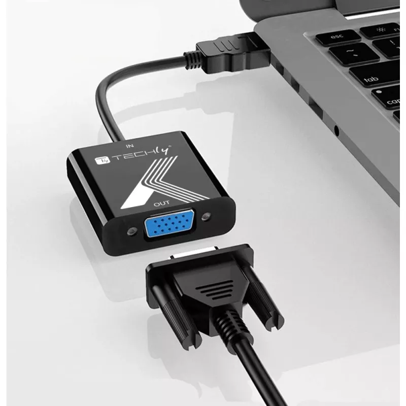 Techly kabeļa adapteris pārveidotājs HDMI uz VGA ar audio ligzdu
