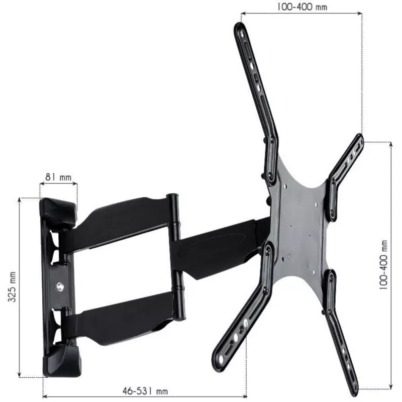 Techly 23-55 Ultra plāns Full Motion LCD TV Wall Mount Bracket Melns” ICA-PLB 171M