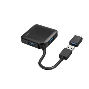 Hama USB centrmezgls, 4 porti, USB 3.2 Gen 1, 5 Gbit/s, ietver USB-C adapteri