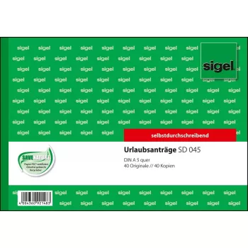 Biznesa veidlapa Sigel SD045 zaļa A5 q 80 loksnes