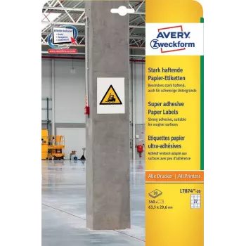 Pašlīmējošā etiķete Avery L7874-20 Noapaļots taisnstūris