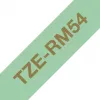 Brother TZE-RM54 etiķešu lente zelta krāsā uz piparmētru zaļas krāsas
