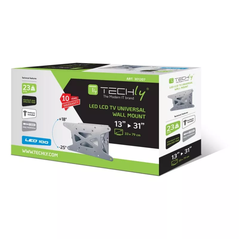 Techly 13-31 collu sienas kronšteins LED LCD televizoram ar slīpuma funkciju ICA-LCD 109