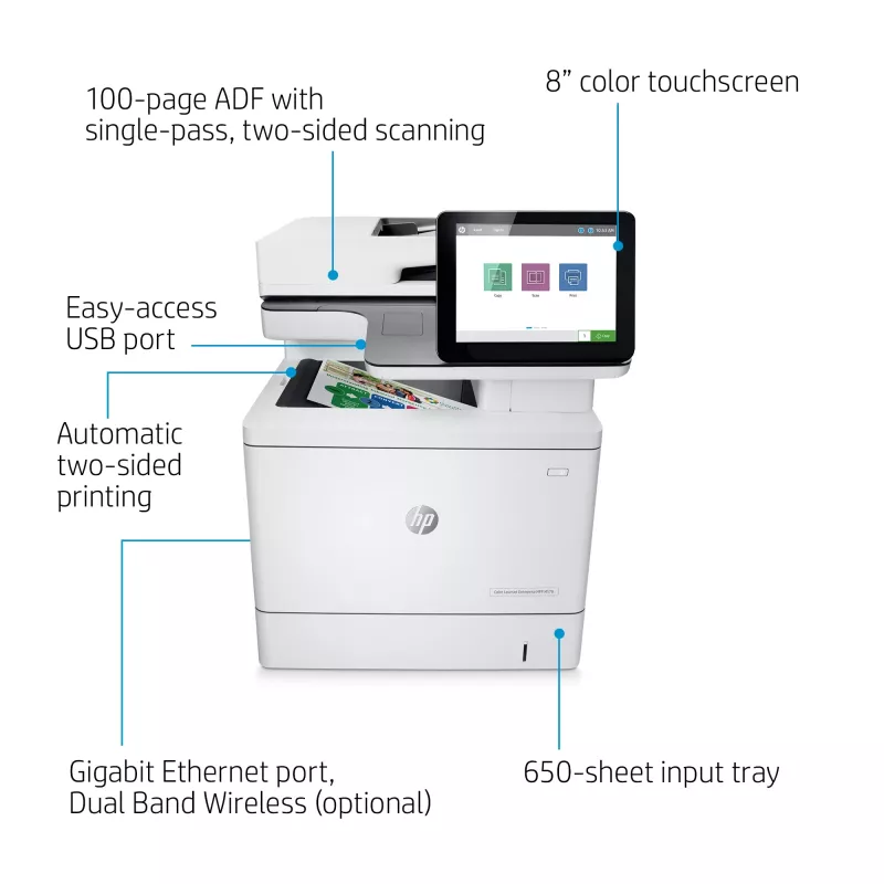 HP Color LaserJet Enterprise MFP M578dn, lāzerprinteris, krāsu druka, 1200 x 1200 DPI, A4, tiešā druka, balts