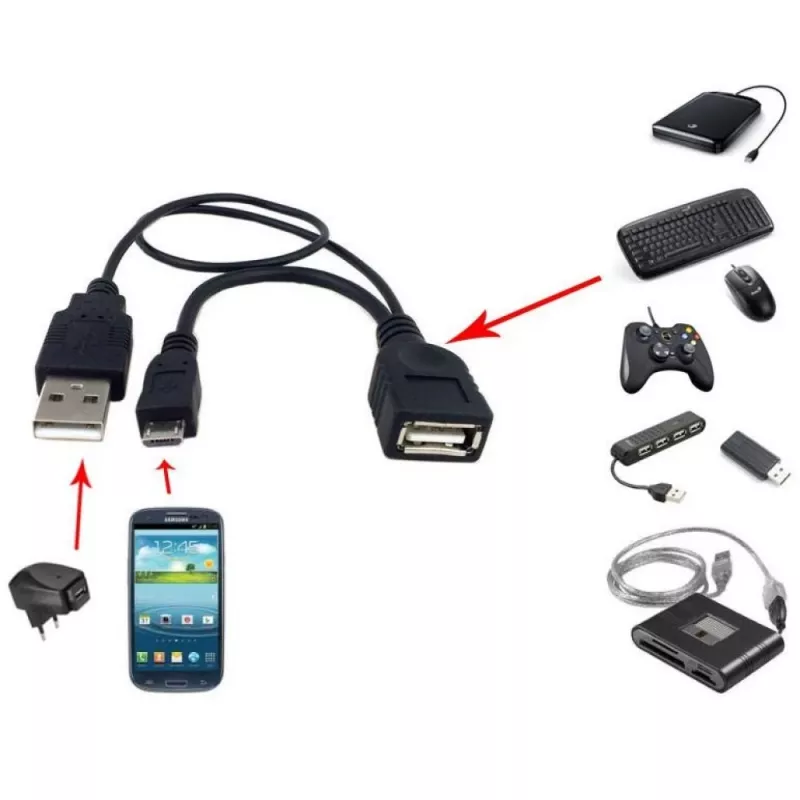 Techly USB 2.0 kabelis OTG A F Micro USB M ar USB 30cm Melns ICOC MUSB-MC2