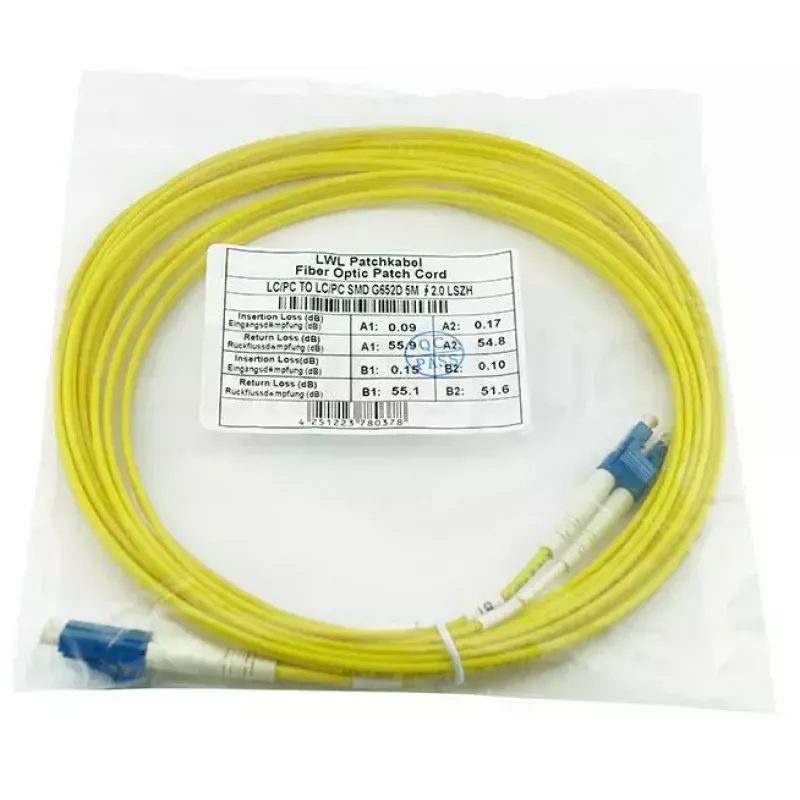 Optisko šķiedru komutācijas kabelis BlueOptics SFP3131BU3MK 3 m OS2 LC–LC dzeltens, 9 µm, pilna dupleksa
