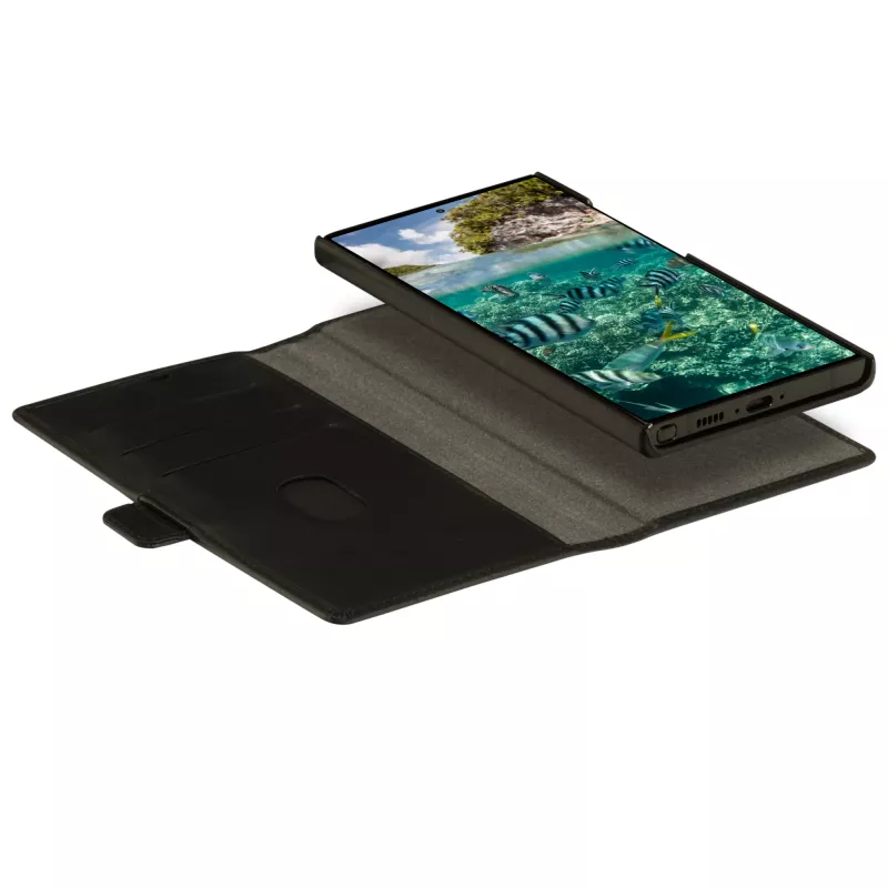 Folio viedtālruņa maciņš dbramante1928 Lynge Samsung Galaxy S23 Ultra — melns, 3 karšu kabatiņas, der 6,8 collu