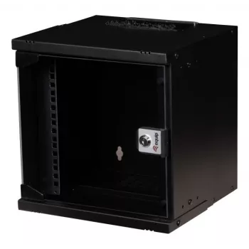 Pie sienas stiprināms statīva skapis EQUIP EWM-06-3030-B 6U, 312 mm platums, 300–330 mm dziļums, melns