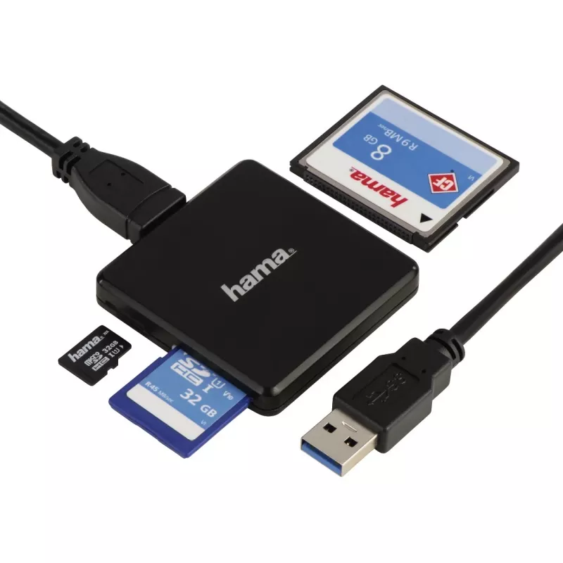 Hama 00124156 karšu lasītājs USB 3.2 Gen 1 (3.1 Gen 1) Type-A Melns