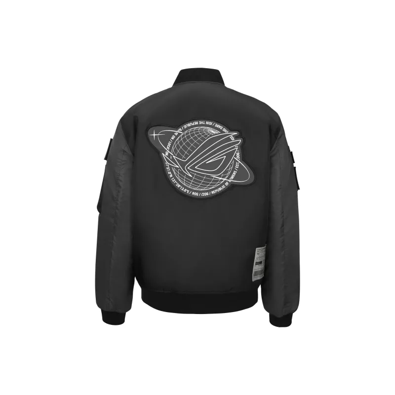 Bomber Jacket ASUS ROG Cosmic Bomber Male Regular Fit Long Sleeve Melns pelēka