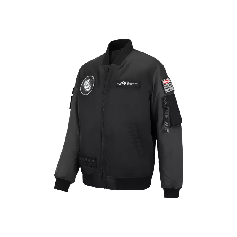 Bomber Jacket ASUS ROG Cosmic Bomber Male Regular Fit Long Sleeve Melns pelēka