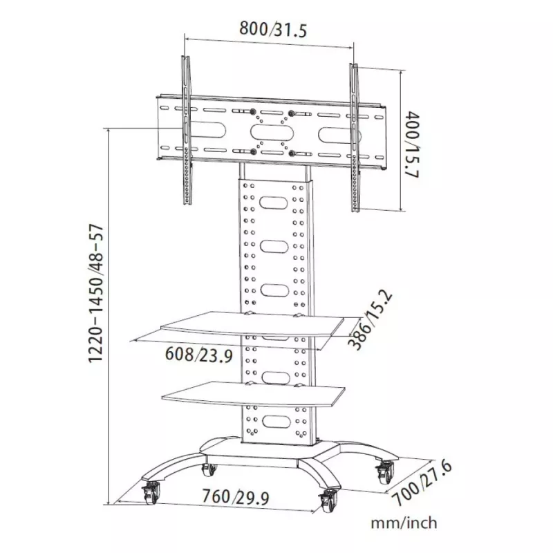 Techly ICA-TR8 stends reklāmas displejiem 177,8 cm (70 collas) melns