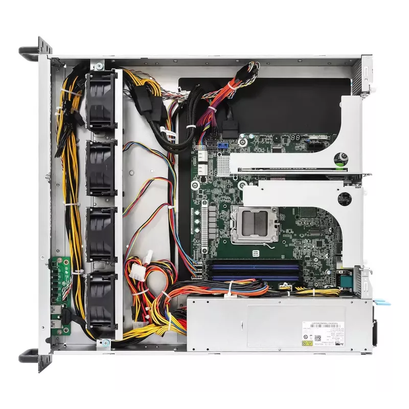 Servera barebone ASRock 2U1G-B650 statīvā 2U, AMD B650 mikroshēmojums, LGA 1718, 2×2,5 collu nodalījumi, 1000 W PSU, DDR5, Aspeed AST2600, 5×USB-A, Gigabit Ethernet