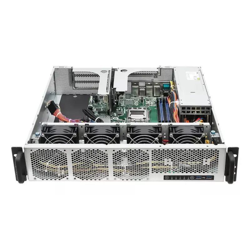 Servera barebone ASRock 2U1G-B650 statīvā 2U, AMD B650 mikroshēmojums, LGA 1718, 2×2,5 collu nodalījumi, 1000 W PSU, DDR5, Aspeed AST2600, 5×USB-A, Gigabit Ethernet