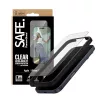 Ekrāna aizsargs PanzerGlass SAFE. by iPhone 17 Pro — īpaši platas PET plēves ar melnu rāmi, sausa uzstādīšana, izturīgs pret skrāpējumiem un triecieniem