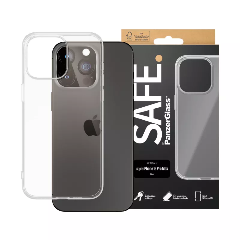 PanzerGlass SAFE. by ® TPU vāciņš Transparent iPhone 15 Pro Max
