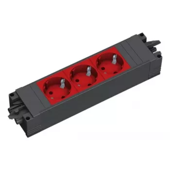 Strāvas sadalītājs Bachmann STEP BASE 3 kontaktligzdām, 250 V 16 A, plastmasas korpuss, IP20, sarkans, 52×230×44 mm