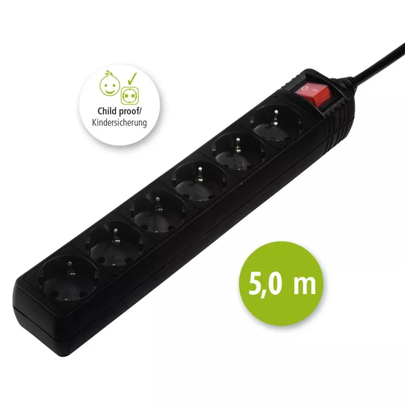 Hama 137266 strāvas pagarinātājs 6 maiņstrāvas ligzdas iekštelpām Melns