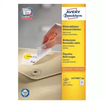 Pašlīmējošās etiķetes Avery L4737REV-100 Noapaļots taisnstūris