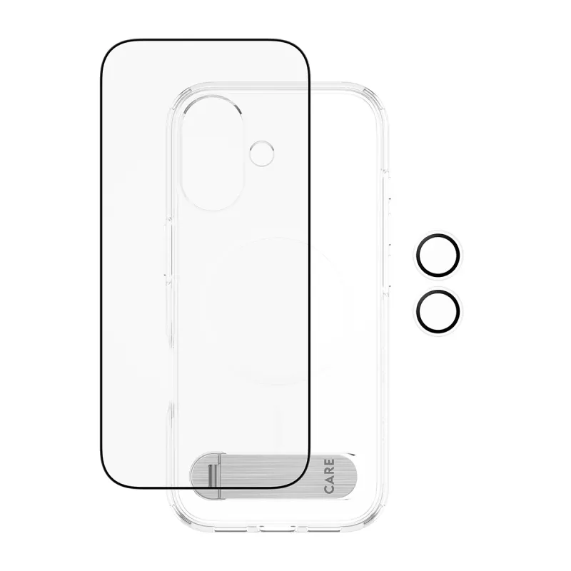 Aizsargapvalks PanzerGlass CARE Feature Kick 3w1 iPhone 17 ar iebūvētu ekrāna stiklu un kameras lēcu aizsardzību