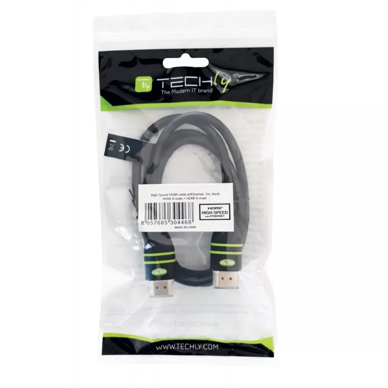 Techly 0,5 m ātrgaitas HDMI kabelis ar Ethernet A/A M/M Melns ICOC HDMI-4-005