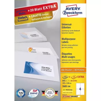 Pašlīmējoša etiķete Taisnstūris AVERY 3483-200