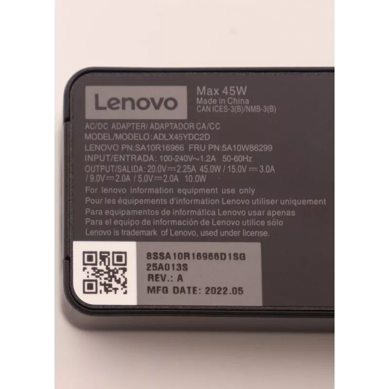 Lenovo 5A10W86299 strāvas adapteris Iekštelpu 45 W Melns