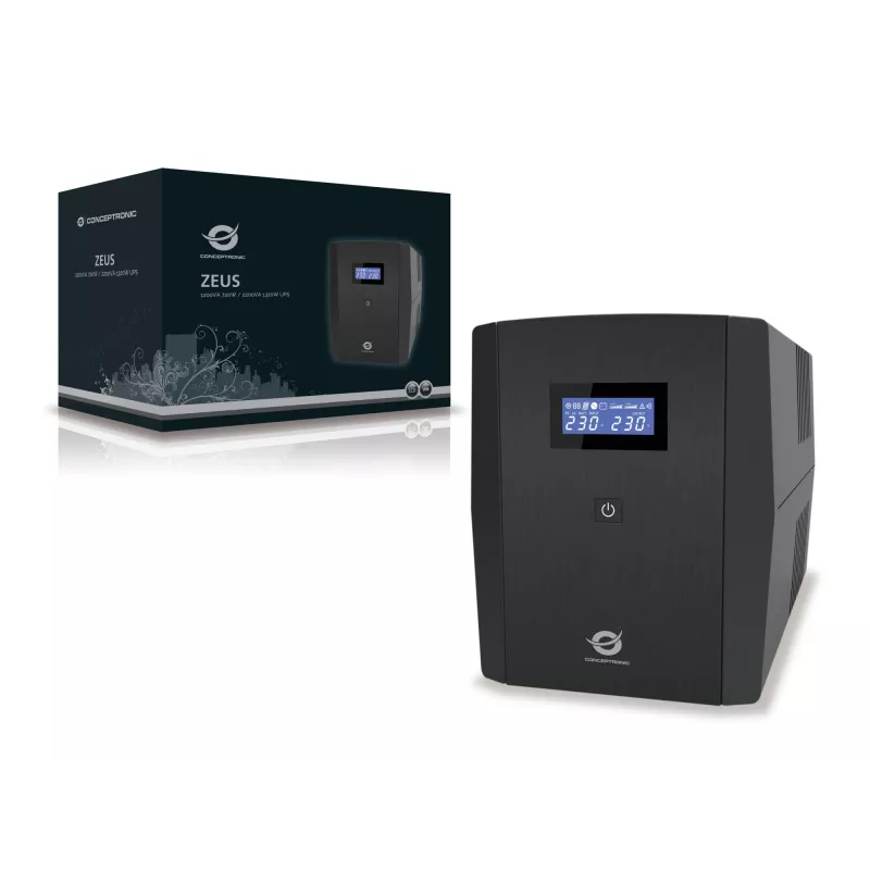 Conceptronic ZEUS 2200VA 1320W UPS, IEC + schuko kontaktligzda, Line-Interactive, 2,2 kVA, 1320 W, 220 V, 240 V, 220 V