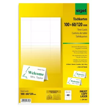 Nelīmējošas printera etiķetes Sigel DP047