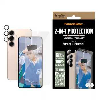 PanzerGlass 2-in-1 aizsardzības komplekts Samsung Galaxy S25+ pret skrāpējumiem un triecieniem