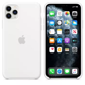 Silikona futrālis Apple iPhone 11 Pro Max — Silikona, Balts, piemērots 6.5 collām