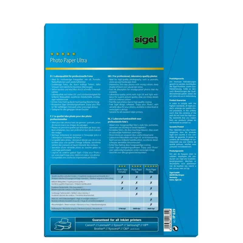 Drukas papīrs A4 Sigel IP639 spīdīgs, 50 lapas, balts