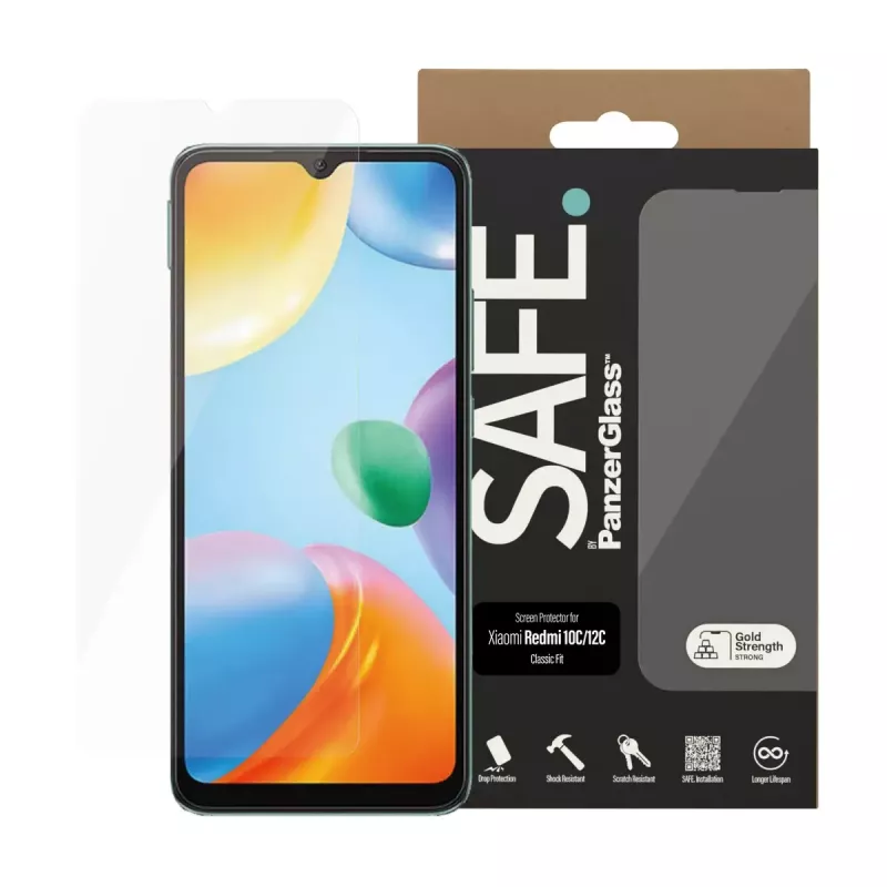 Ekrāna aizsargs PanzerGlass SAFE. by ® Xiaomi Redmi 10C pret skrāpējumiem un triecieniem