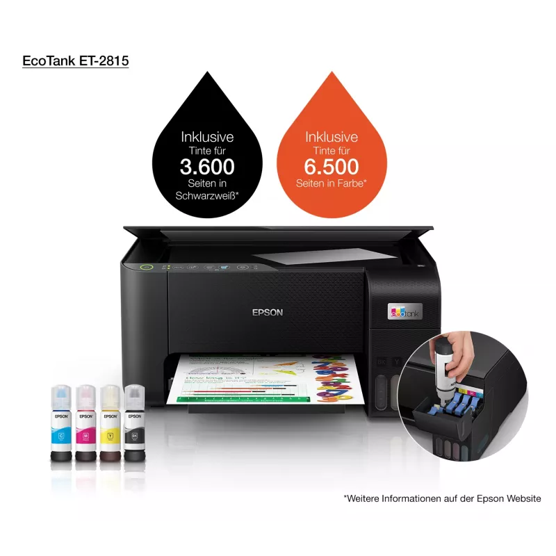 Daudzfunkciju printeris Epson EcoTank ET-2815 tintes krāsu druka