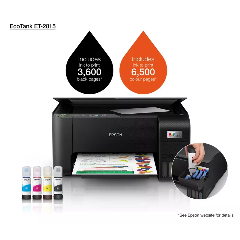 Daudzfunkciju printeris Epson EcoTank ET-2815 tintes krāsu druka