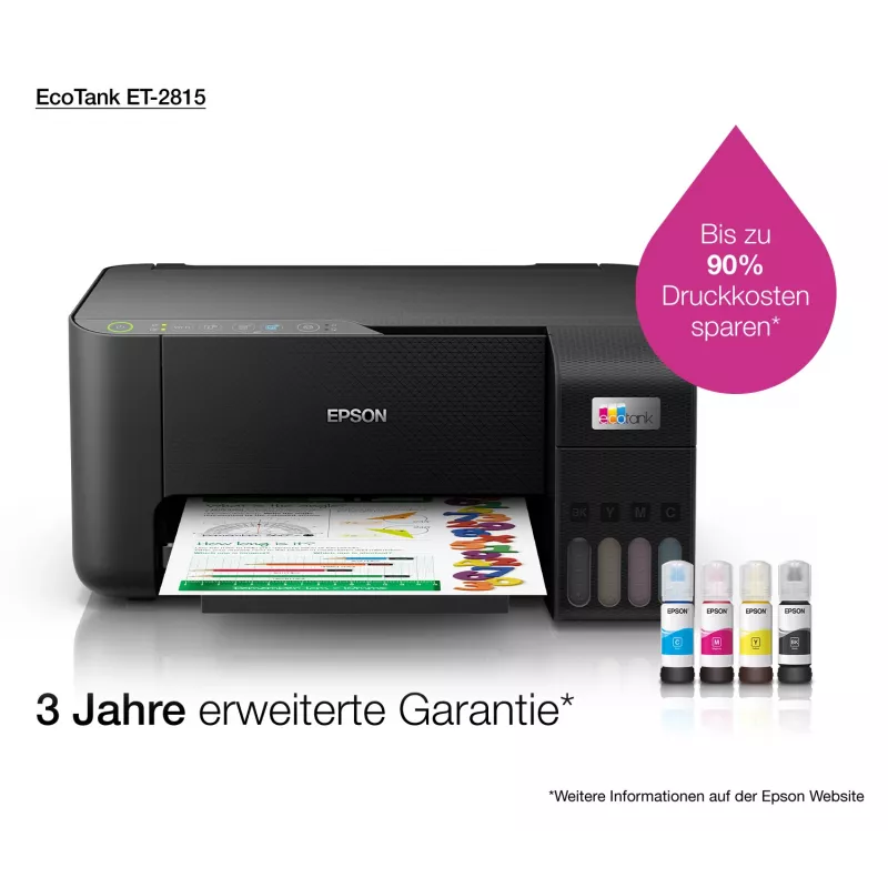 Daudzfunkciju printeris Epson EcoTank ET-2815 tintes krāsu druka