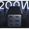 Conceptronic 6 Portu 200 W GaN USB PD lādētājs ar USB-C uzlādes kabeli, USB-C x 4, USB-A x 2, QC 3.0, PD 3.1, PPS