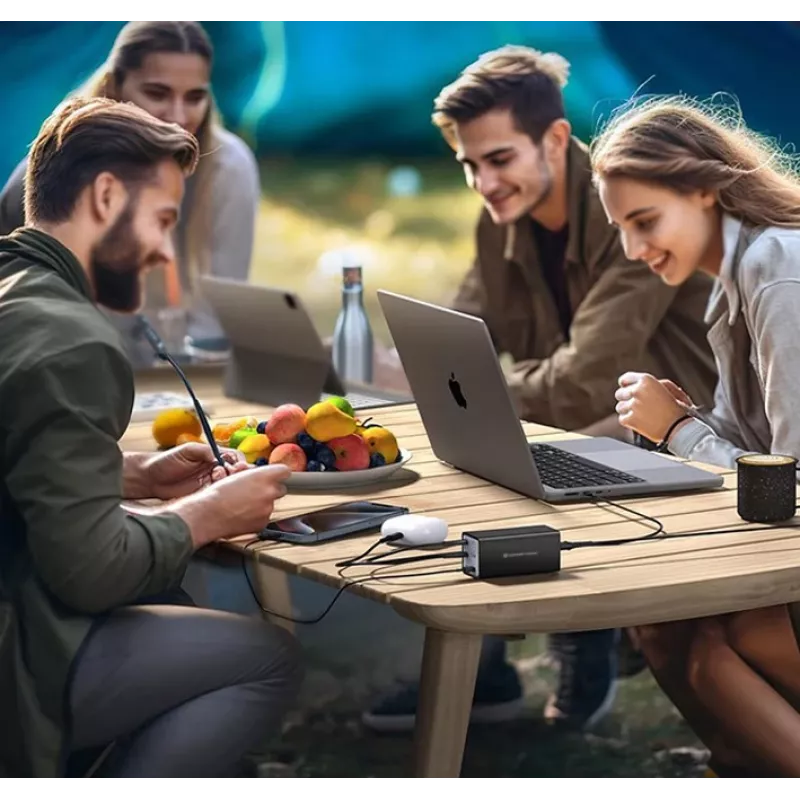 Conceptronic 6 Portu 200 W GaN USB PD lādētājs ar USB-C uzlādes kabeli, USB-C x 4, USB-A x 2, QC 3.0, PD 3.1, PPS