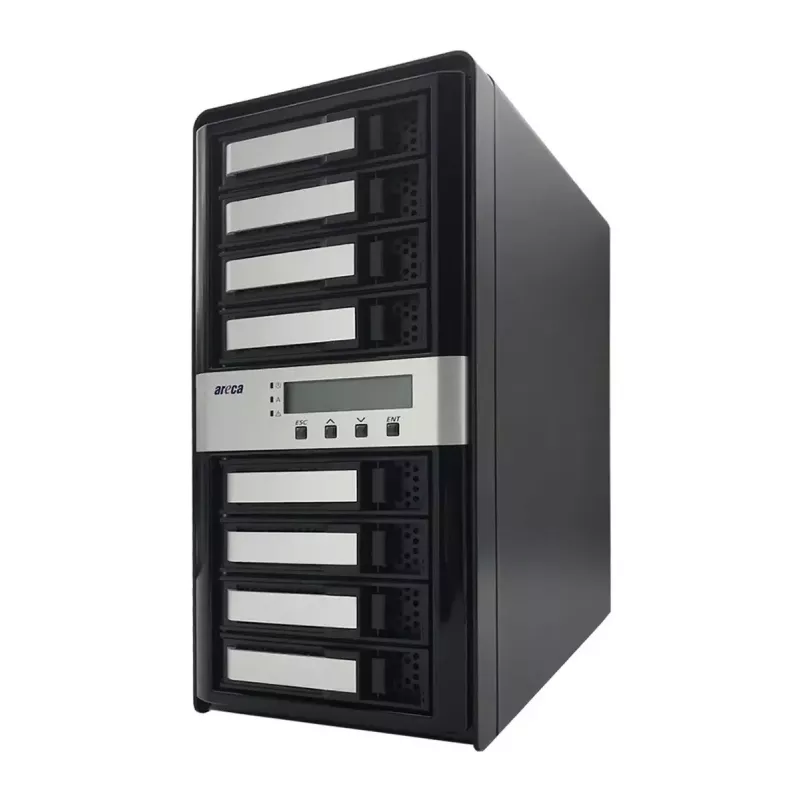 Torņa NAS Areca ARC-8050T3U-8 glabāšanas serveris ROC 2GB DDR3 melns