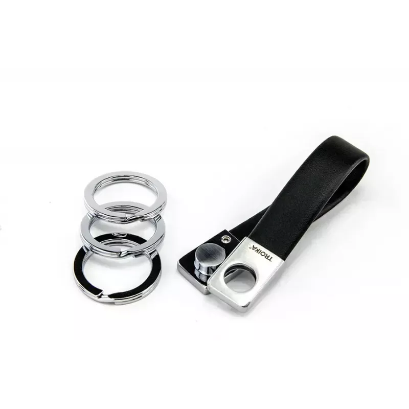 Atslēgu piekariņš TROIKA TWISTER Melns Sudraba Āda Metāls 16mm 9mm