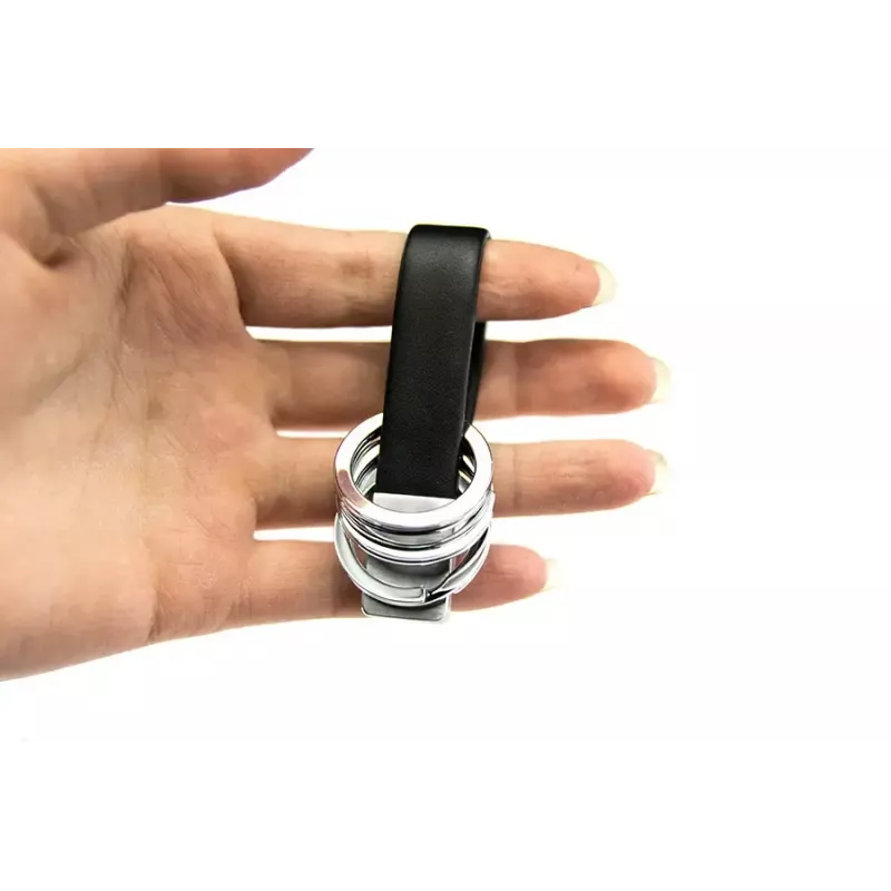 Atslēgu piekariņš TROIKA TWISTER Melns Sudraba Āda Metāls 16mm 9mm