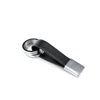 Atslēgu piekariņš TROIKA TWISTER Melns Sudraba Āda Metāls 16mm 9mm