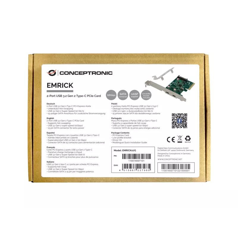 Conceptronic EMRICK 2 portu USB 3.2 Gen 2 Type-C PCIe karte