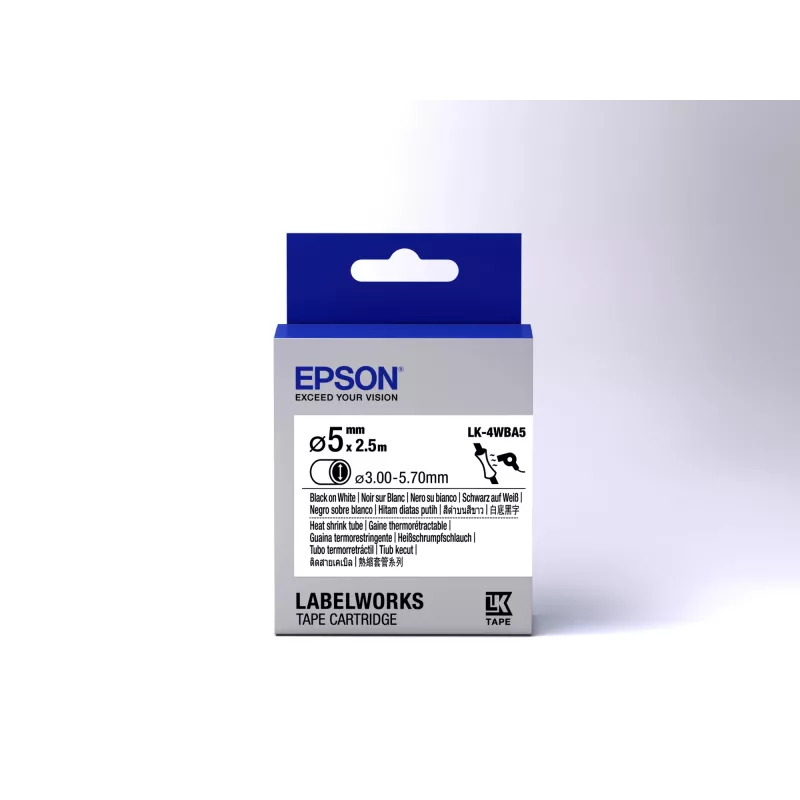 Epson Label Cartridge Heat Shrink Tube (HST) LK-4WBA5 Melns/balta D5mm (2.5m)