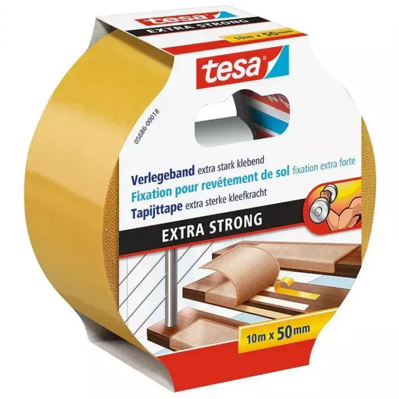 Tesa lente 5686 — polipropilēna (PP) stiprinājuma lente, 10 m × 50 mm × 0,24 mm, balta