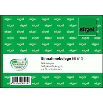 Uzņēmējdarbības veidlapa Sigel EB615 zaļa A6 50 lapas