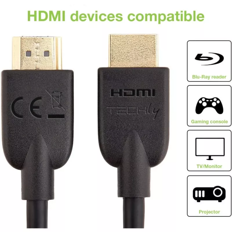 Techly ICOC HDMI2-4-030T HDMI kabelis 3 m HDMI Type A (Standard) Melns