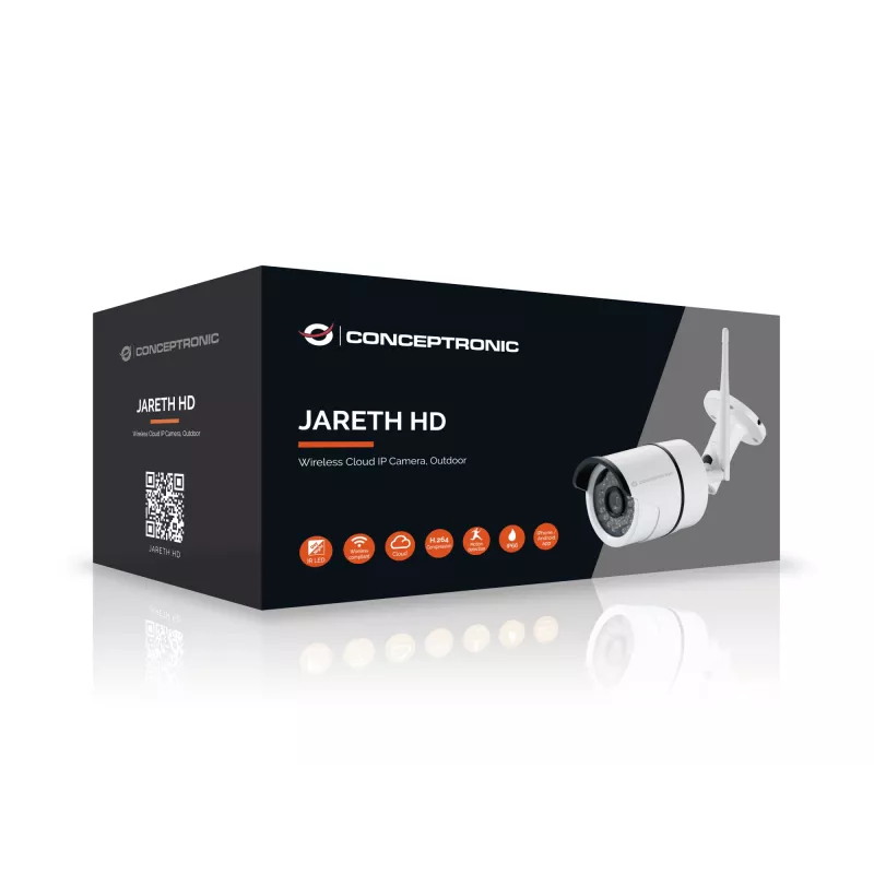 Conceptronic JARETH HD bezvadu mākoņa IP kamera, āra, IP drošības kamera, āra, vadu un bezvadu, ārējā, griestu/sienas, balta