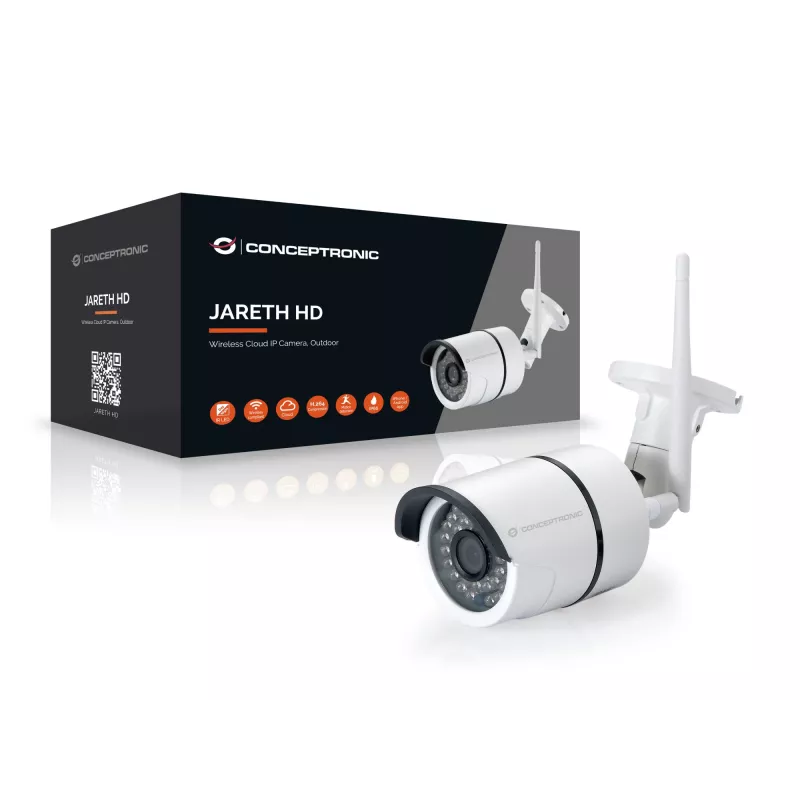 Conceptronic JARETH HD bezvadu mākoņa IP kamera, āra, IP drošības kamera, āra, vadu un bezvadu, ārējā, griestu/sienas, balta