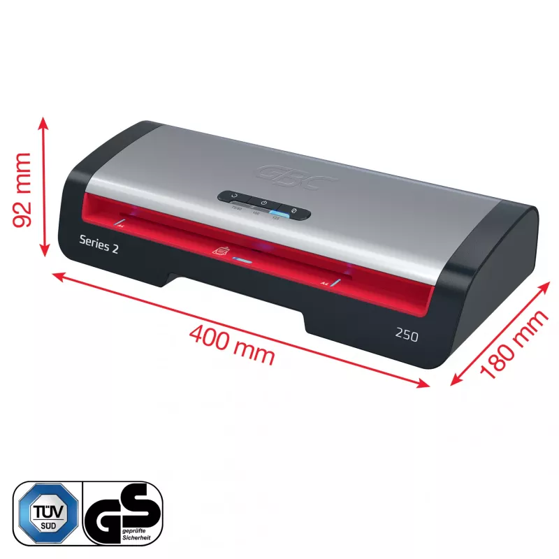 GBC 250 Office A4 laminators, 24 cm, karstais laminators, 500 mm/min, 0,5 mm, A4, 100 µm